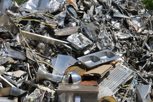 Pile of stainless steel scrap for recycling